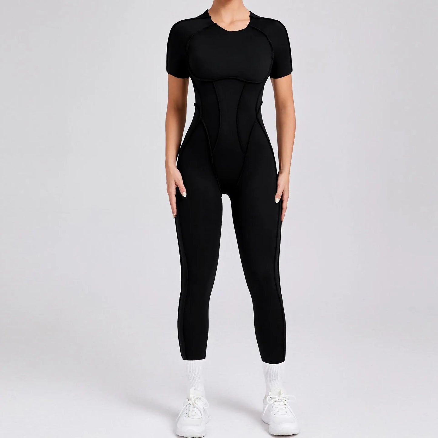 Women's Sports Jumpsuit Kit Yoga Fitness Bodysuit Hip-lifting Open Back Tight High Elasticity Outdoors Gym Workout Sexy Clothes