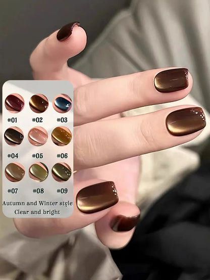 1-24pcs WS Romantic Purple Cat Eye Gel Nail Polish New Style Super Flash Versatile Whitening Purple Glass Bead Cat Nail Salon
