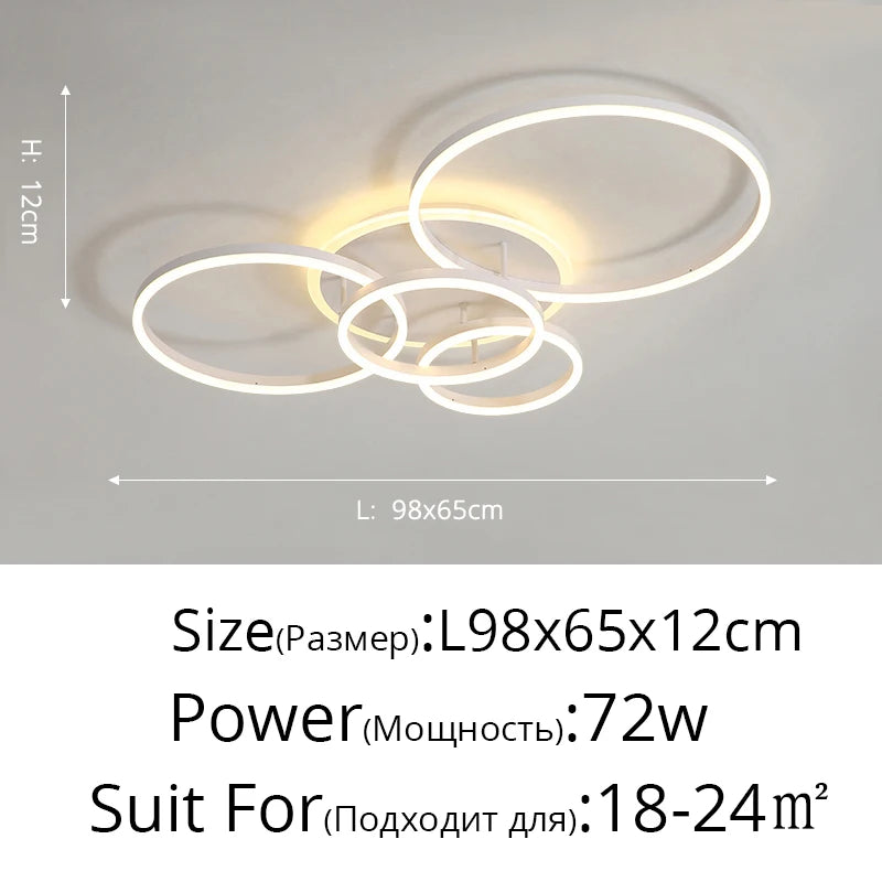 Modern Round Design Ceiling Lights For Living Room Bedroom Gold White Coffee Painted  Circle Rings Lighting Fixtures Luminaire