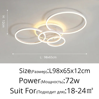 Modern Round Design Ceiling Lights For Living Room Bedroom Gold White Coffee Painted  Circle Rings Lighting Fixtures Luminaire