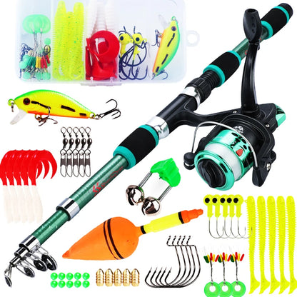 Sougayilang 1.8M Spinning Fishing Rod and Reel Combo 5.2:1 Telescopic Rod with 3BB Fishign Reel Max Drag 5kg Full Fishing Kit