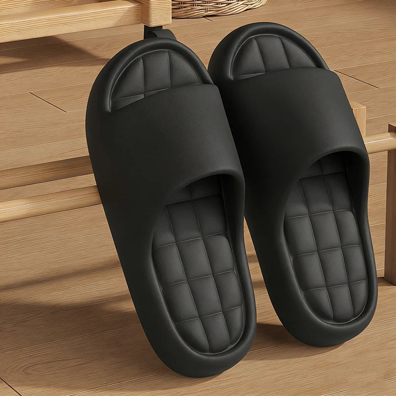 Men's Thick Platform Slippers EVA Soft Sole Pillow Slides Summer Beach Flip Flops Women Non Slip Bathroom Couple Home Slippers