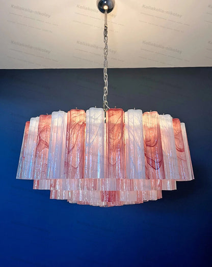 The Pink Love Glass Art Round 50-100cm Dimmable LED Chandelier Hanging Lamps Lustre Suspension Luminaire Lampen For Living Room