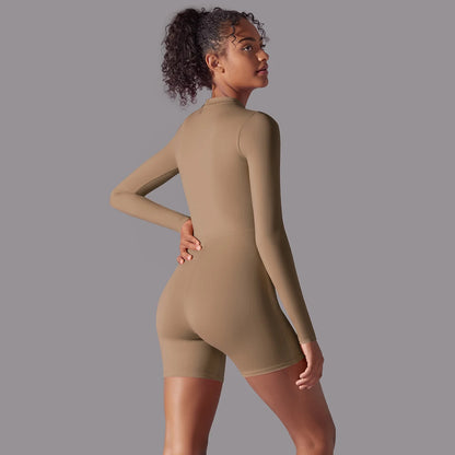Women Tracksuit Yoga Set Yoga Jumpsuits One Piece Zipper Workout Long Sleeve Rompers Sportswear Gym Set Workout Clothes for Wome
