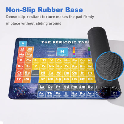 Periodic Table of Elements Mouse Pad Large Gaming Keyboard Mousepad with Stitched Edge Non-Slip Rubber Base Office PC Desk Mat
