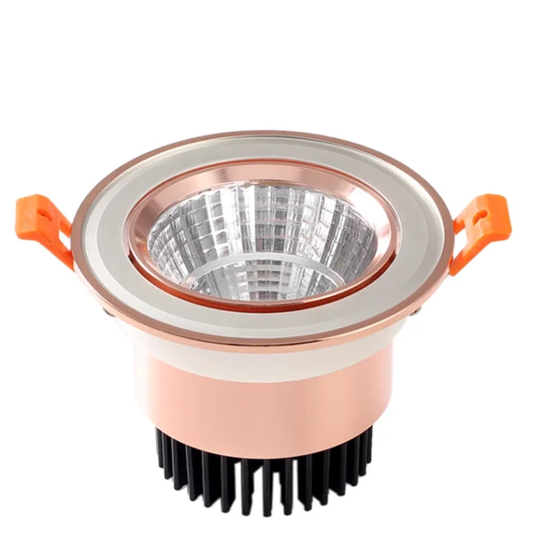 Gold Electroplating Ultra-High Quality Recessed LED Downlights Dimmable 7W9W12W15W COB Ceiling Spotlights AC90~260V For Home Use