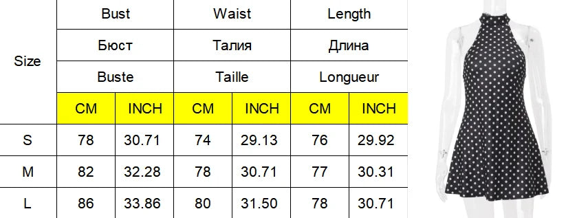 Polka Dots Halter Mini Dress Elegant Backless Sleeveless Cinched Waist Short Dresses Lace Up Skirts 2026 NEW Summer Lady Dresses