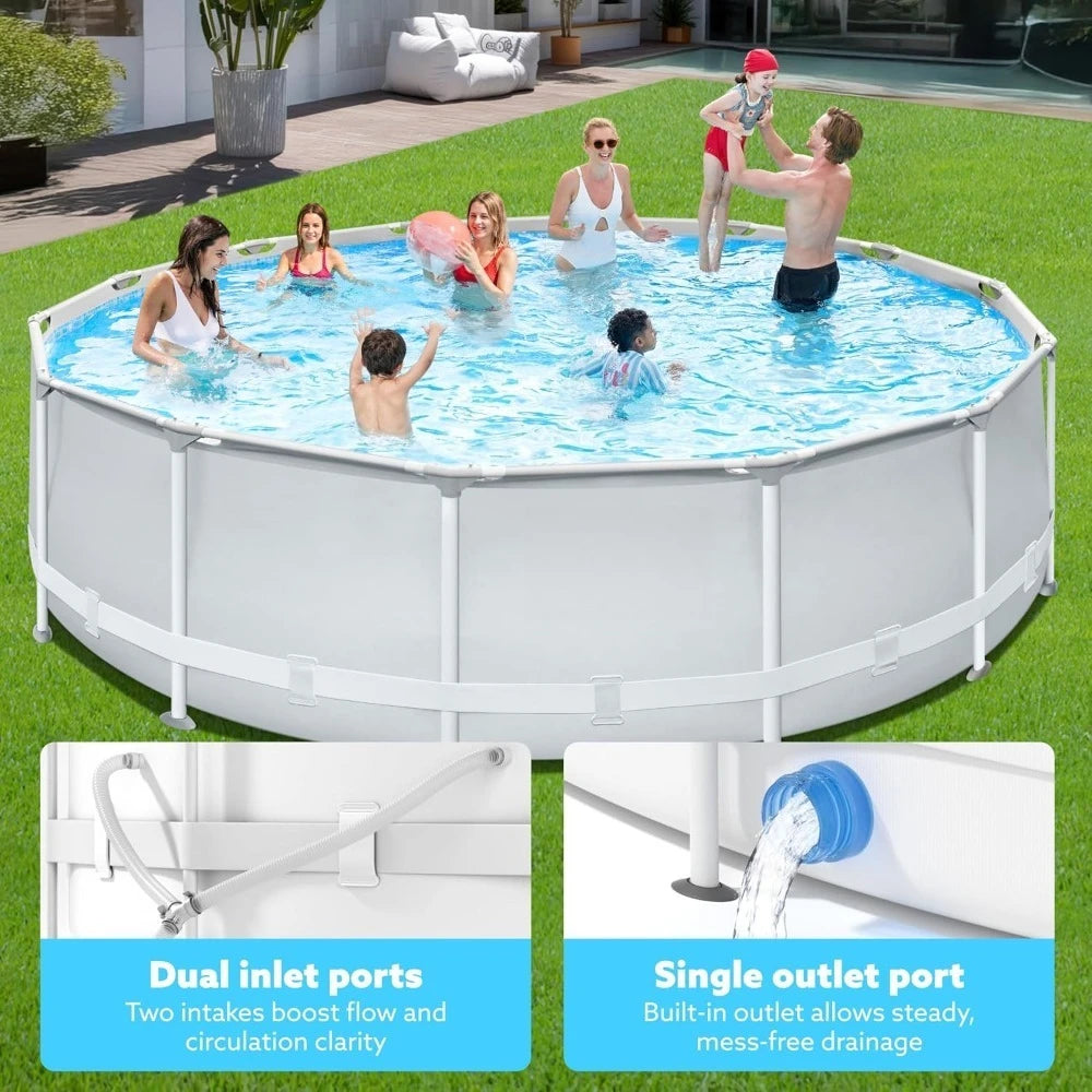 Round Above Ground Pool - 15ft x 42inch Outdoor Round Frame Above Ground Swimming Pool Set Kiddie Pool for Kids, Customized