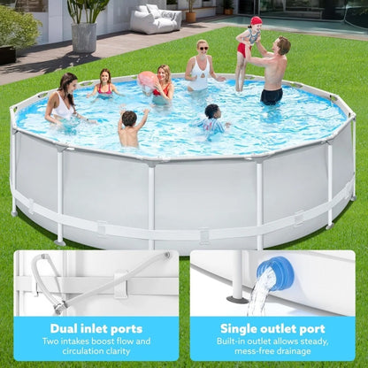 Round Above Ground Pool - 15ft x 42inch Outdoor Round Frame Above Ground Swimming Pool Set Kiddie Pool for Kids, Customized