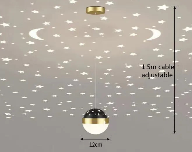 Creative led Ceiling Light with Moon Stars Modern Asile Ceiling Lights Gold/Black Atmosphere Ceiling Hanging Lamp Loft Lighting
