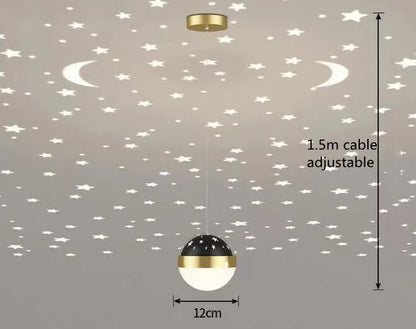 Creative led Ceiling Light with Moon Stars Modern Asile Ceiling Lights Gold/Black Atmosphere Ceiling Hanging Lamp Loft Lighting