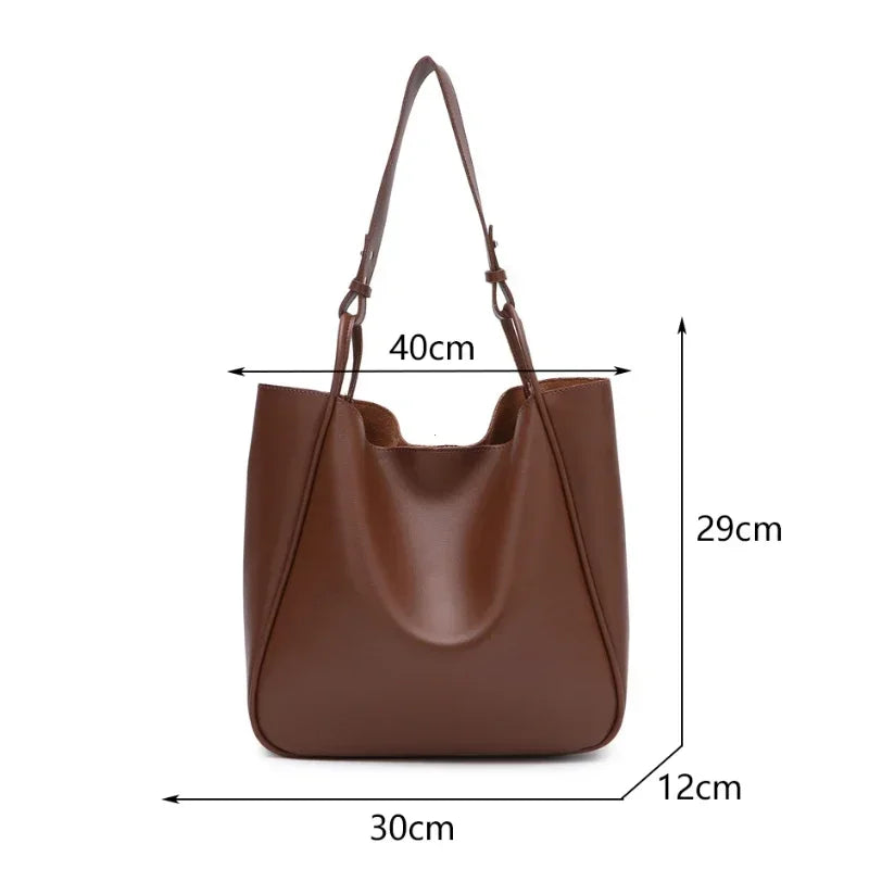 Luxury Trend Tote Bag Woman 2025 Large Capacity Female Shoulder Bag High Quality Leather Simple Designer Woman Handbag Purse