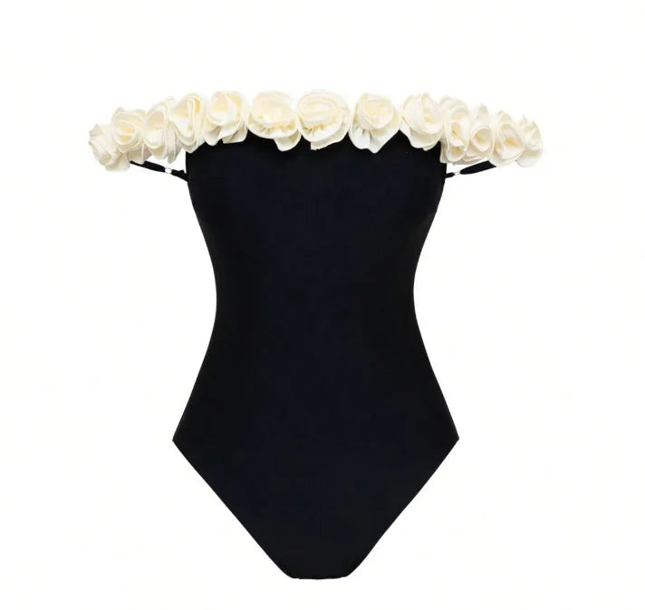 One Piece Swimsuit 2026 New Solid Floral Swimwear Women Swimsuit Bandeau Bathing Suit Beachwear Monokini Female Swimming Suits