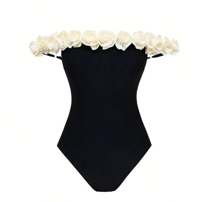 One Piece Swimsuit 2026 New Solid Floral Swimwear Women Swimsuit Bandeau Bathing Suit Beachwear Monokini Female Swimming Suits