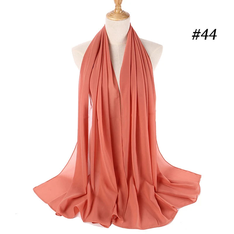 Muslim Chiffon Hijab Women Bubble Chiffon Scarf For Women Ladies Veil Muslim Islam Solid Color Malaysia Musulman Wrap Scarves