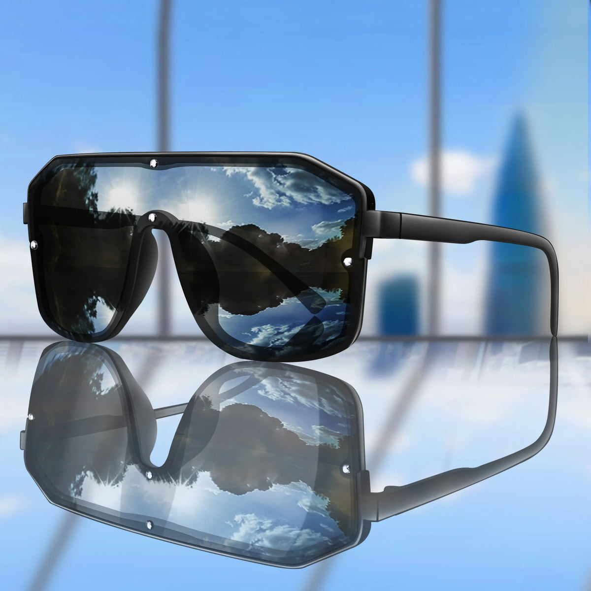 Rivet Lens Fishing Sunglasses for Men and Women Fashion Casual Oversize Goggles with UV Protection for Hiking Golf, Beach