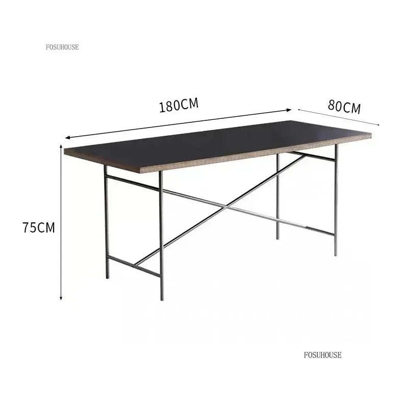 Office Furniture Stainless Steel Leg Rectangular Desks Solid Wood Office Computer Desk For Conference Room Writing Study Table g