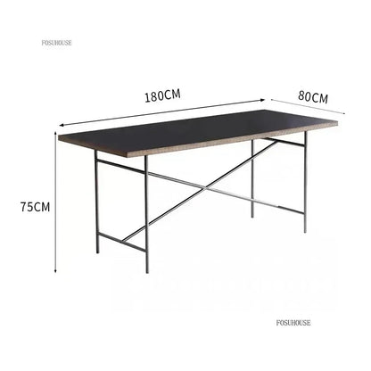 Office Furniture Stainless Steel Leg Rectangular Desks Solid Wood Office Computer Desk For Conference Room Writing Study Table g
