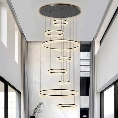 Modern ring stairs led lights pendant light lamps for living room led Chandeliers for dining room hanging light indoor lighting