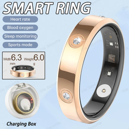 2026 Smart Ring Women Men Super narrow 6.3mm Heart Rate Stress measurement Health Monitoring IP68 Waterproof Fashion Sport Rings
