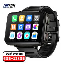 LOKMAT APPLLP 5 MAX  Android Watch Phone Square Big Screen Wifi 4G Calls Smartwatches Dual Camera with Flashlight Gaming Watch