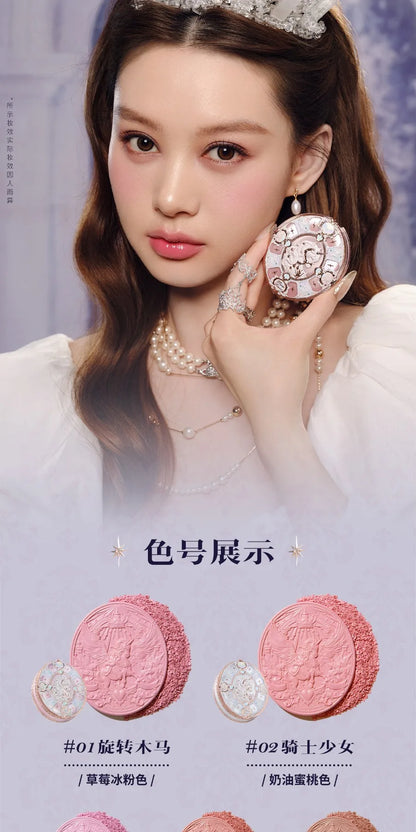 FLOWER KNOWS Knight Unicorn All-in-One Makeup Set Shimmer Eyeshadow,Mirror Lip Gloss Blush,Setting Powder Mirror Cosmetics Kit