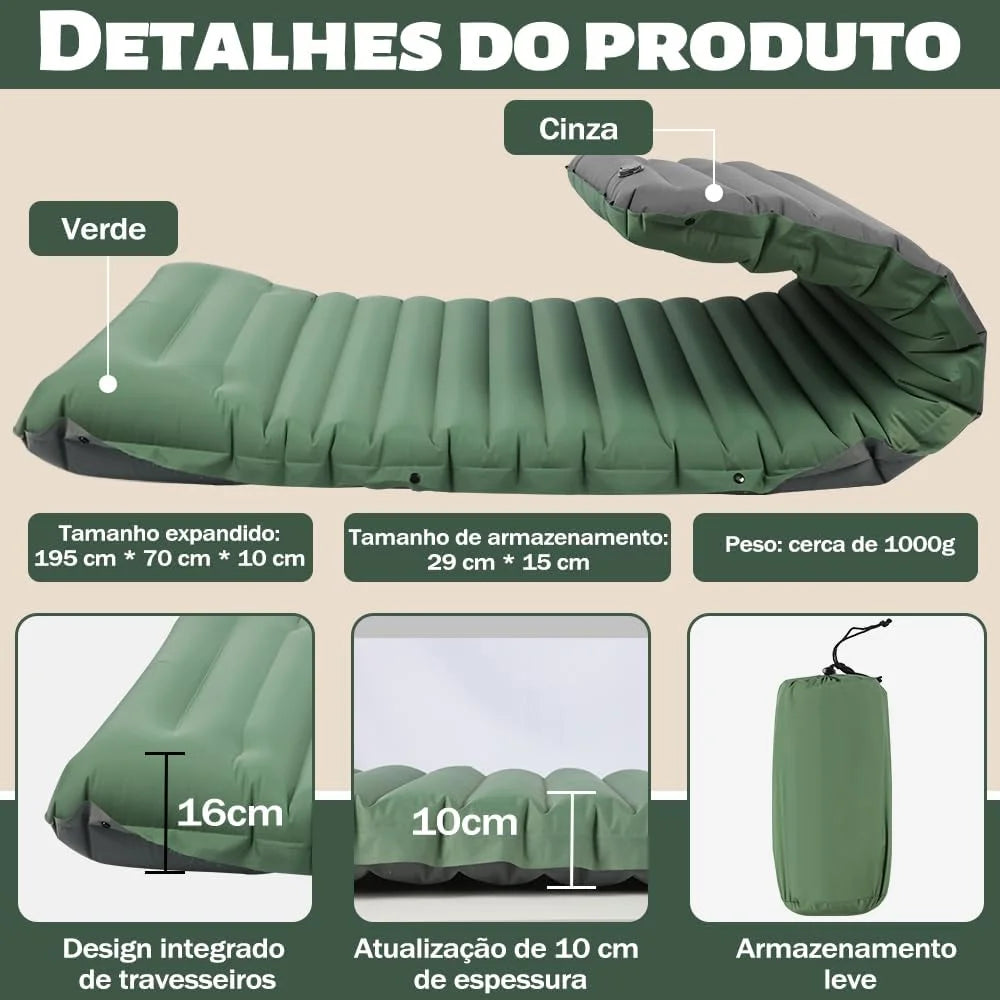 Extra Thick 4 Inch Camping Sleeping Pad Outdoor Camping Self-Inflating Mats Spliceable Hiking Fishing Sleeping Pad