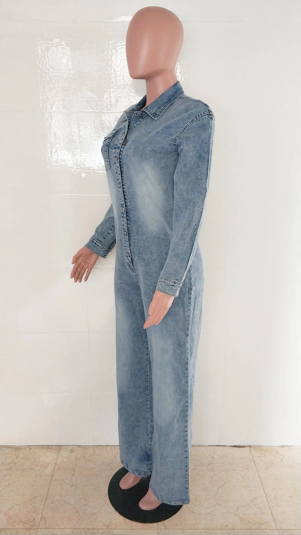 Streetwear Jeans Cargo Jumpsuit Sexy Women Turn Down Collar Elegant Wide Leg Denim Straight Romper Overalls