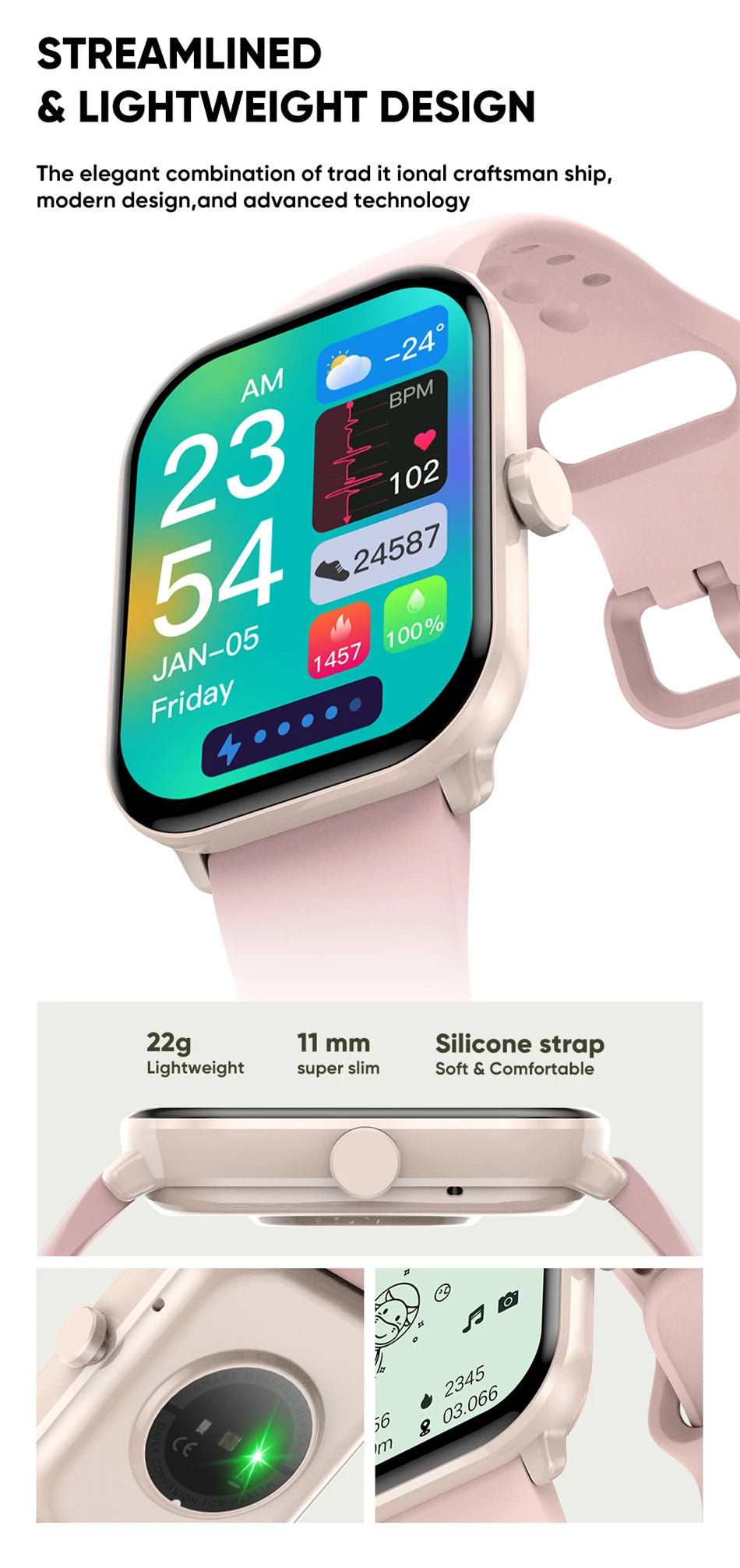New Watch 5 Sports Smart Watch Men Women 2.01" AMOLED Screen Fitness Tracker Heart Rate ECG Waterproof GPS Track Call Smartwatch