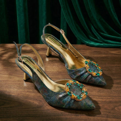 Multicolor Glitter Rhinestone Ring Handle Evening Clutch And Women High Heels Shoes Set Wedding Party Matching Bag