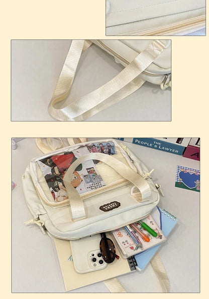 Y2K Japanese Preppy Style Shoulder Crossbody Bag New Nylon School Bags for Teenage Girls Transparent Itabag Backpacks Ita Bag