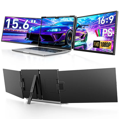 15.6inch Triple Screen Extender For Laptops 1080P FHD IPS Portable Dual External Monitors For Macbook Windows Extension 13-17"