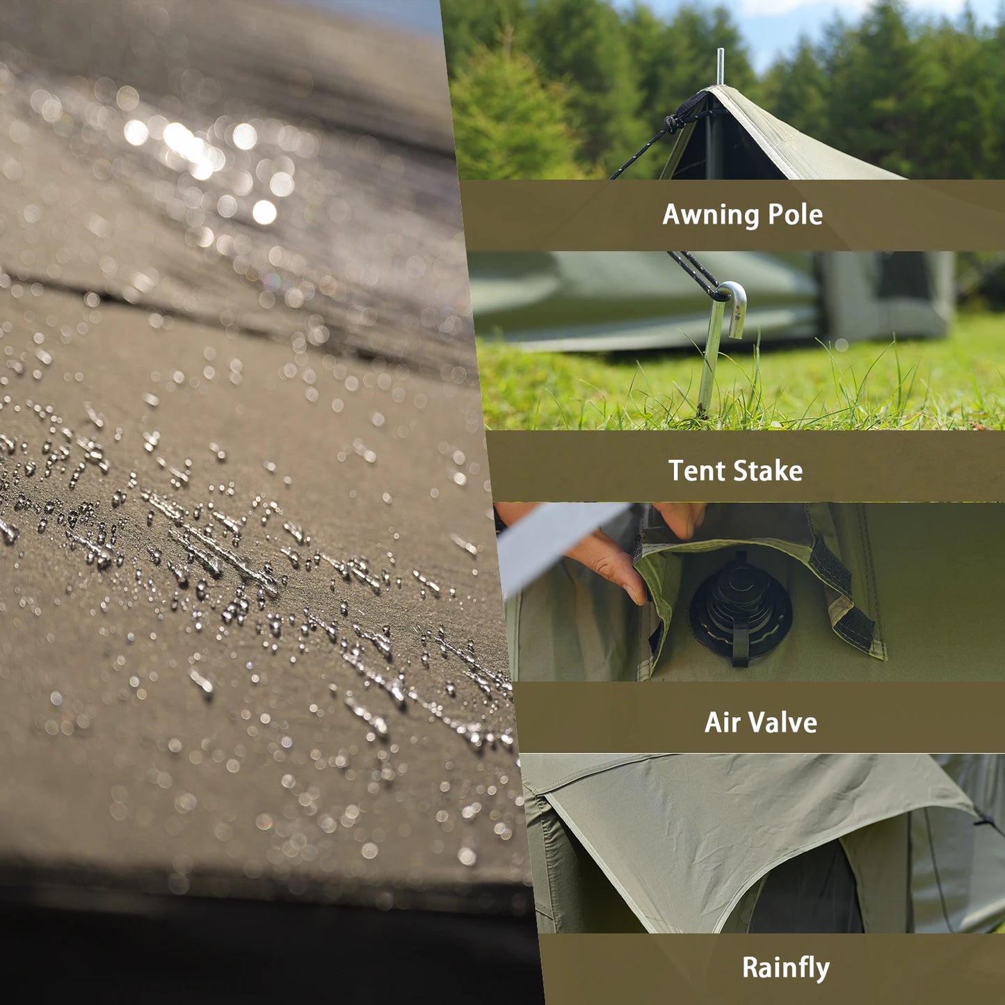 PAKICETUS Luxury Inflatable Camping Tent with Skylight Quick Setup Blow Up Tent with Air Pump 4-6 Persons Large Family Portable Outdoor Tent for Camping Hiking Backyard