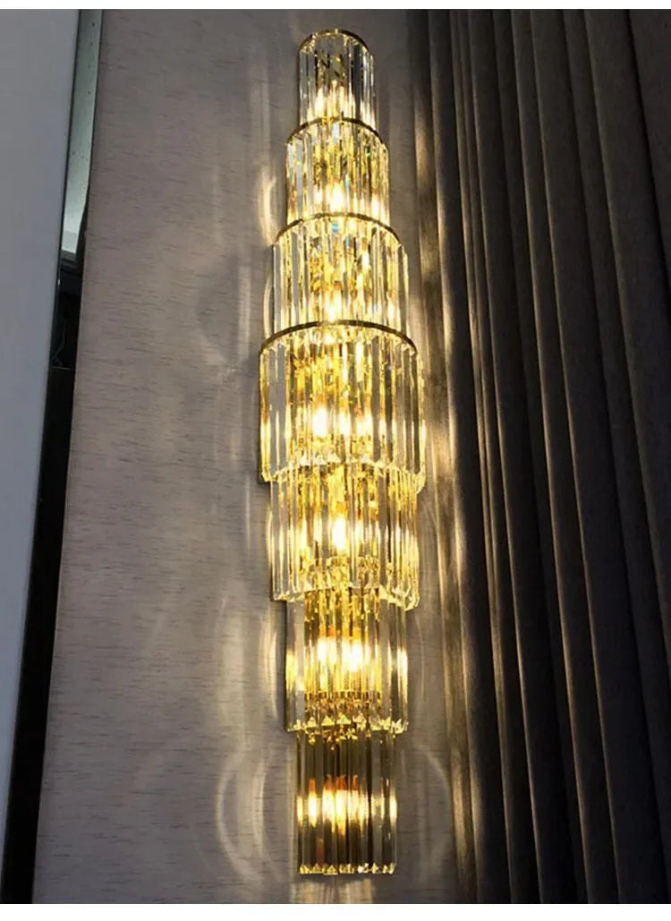 Luxury Hotel Lobby Large Big Crystal Wall Lamp for Club Hall Villa Living Room Bedroom Office Banquet Indoor Lighting Fixtures