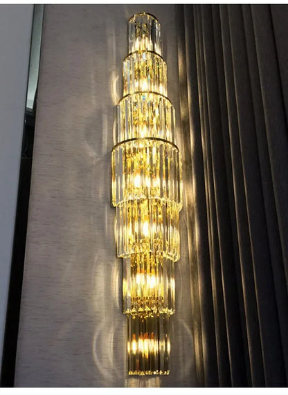 Luxury Hotel Lobby Large Big Crystal Wall Lamp for Club Hall Villa Living Room Bedroom Office Banquet Indoor Lighting Fixtures