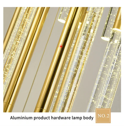 Nordic Minimalist Indoor Pendant Light Fixture Modern Ceiling Crystal Led Chandelier Long Hanging Lamp for Staircase Living Room