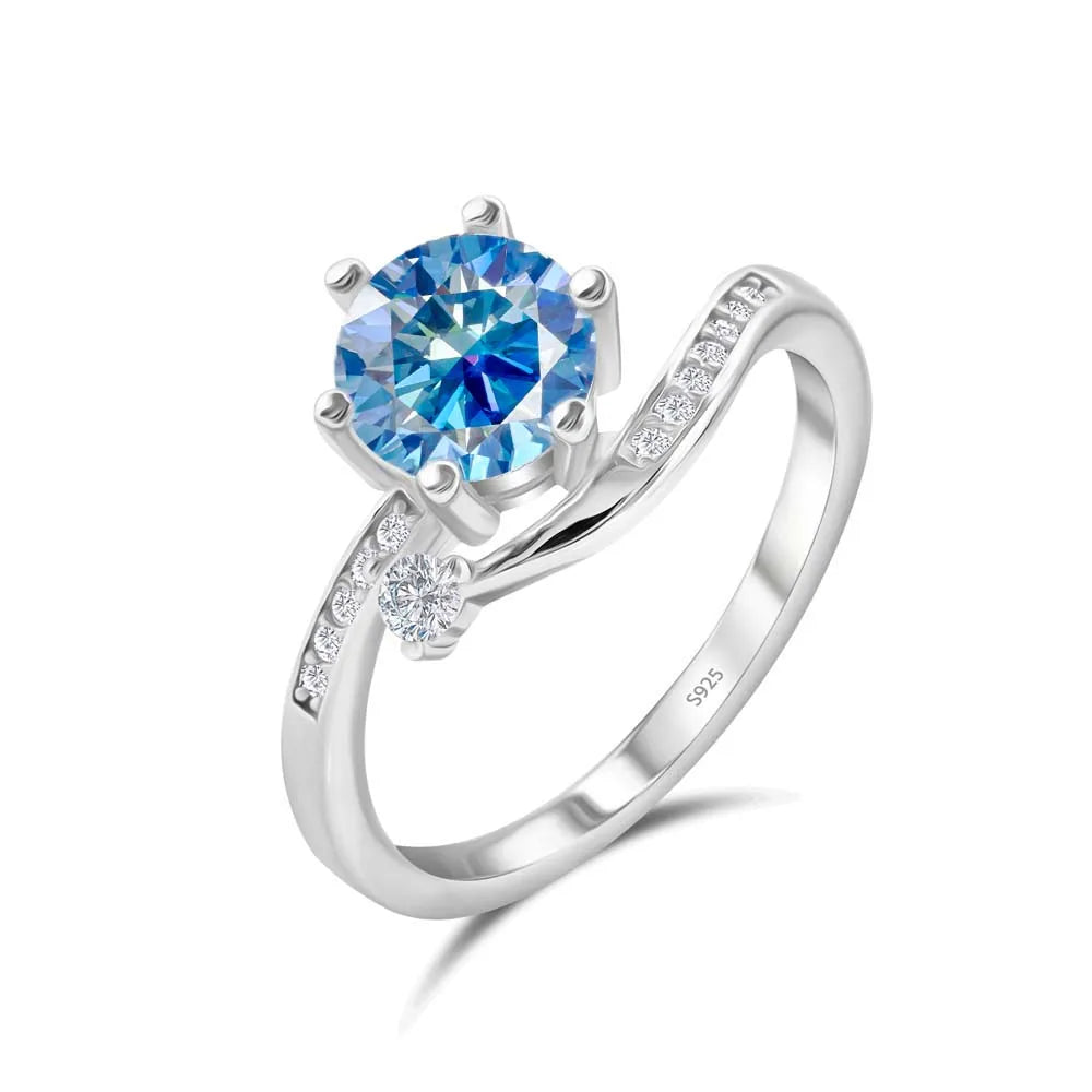 1-3ct Moissanite Wedding Rings Women 925 Sterling Silver Plated 18K White Gold Ring Engagement Promise Band Fine Jewelry Gift