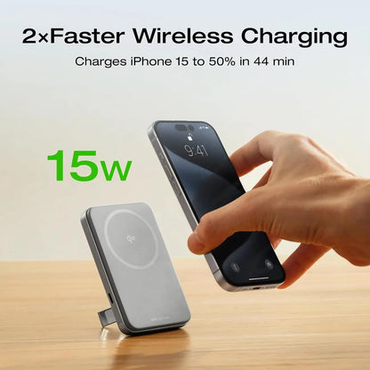 ECOFLOW Rapid Power Bank Wireless 5000mAh, Qi2 Certified Ultra-Fast Magnetic Portable Charger with Stand & Built-in USB-C Cables