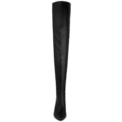 Trend 2024 Black Long Boots for Women Ladies Thigh High Pointed Toe Over-the-Knee Boots Patent Leather Large Size 46 Female Shoe
