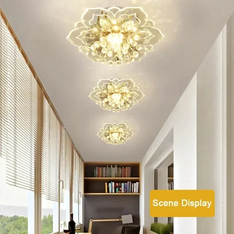 LED Lotus Glass Corridor Ceiling Lights porch Hallway Plastic Leaves Ceiling Lamps Living Room Balcony Ceiling fixtures