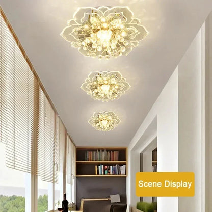 LED Lotus Glass Corridor Ceiling Lights porch Hallway Plastic Leaves Ceiling Lamps Living Room Balcony Ceiling fixtures