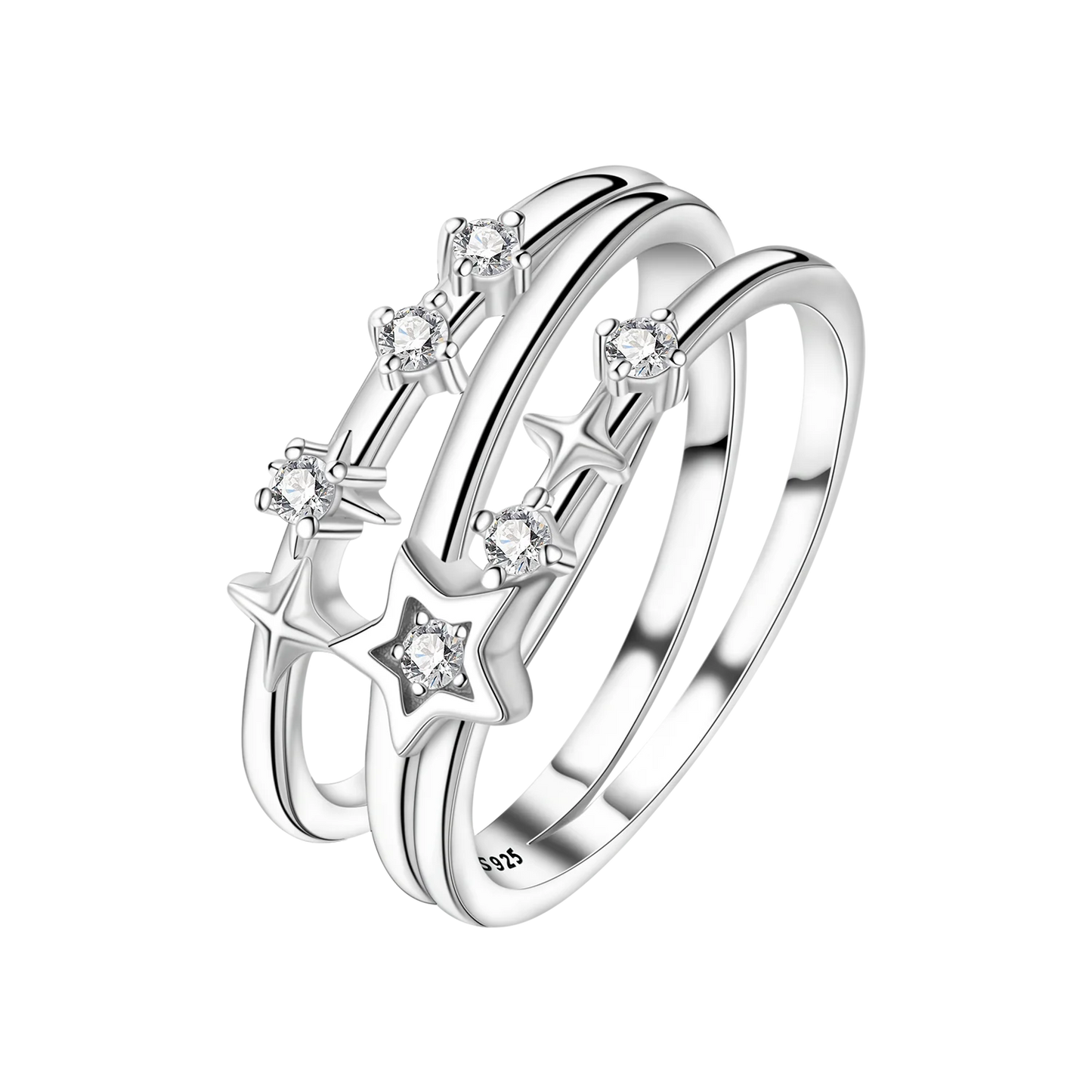 925 Sterling Silver Three-Ring Stackable Ring for Women Simple Fashion Design Fine Jewelry Perfect for Birthday Party Gift 2026