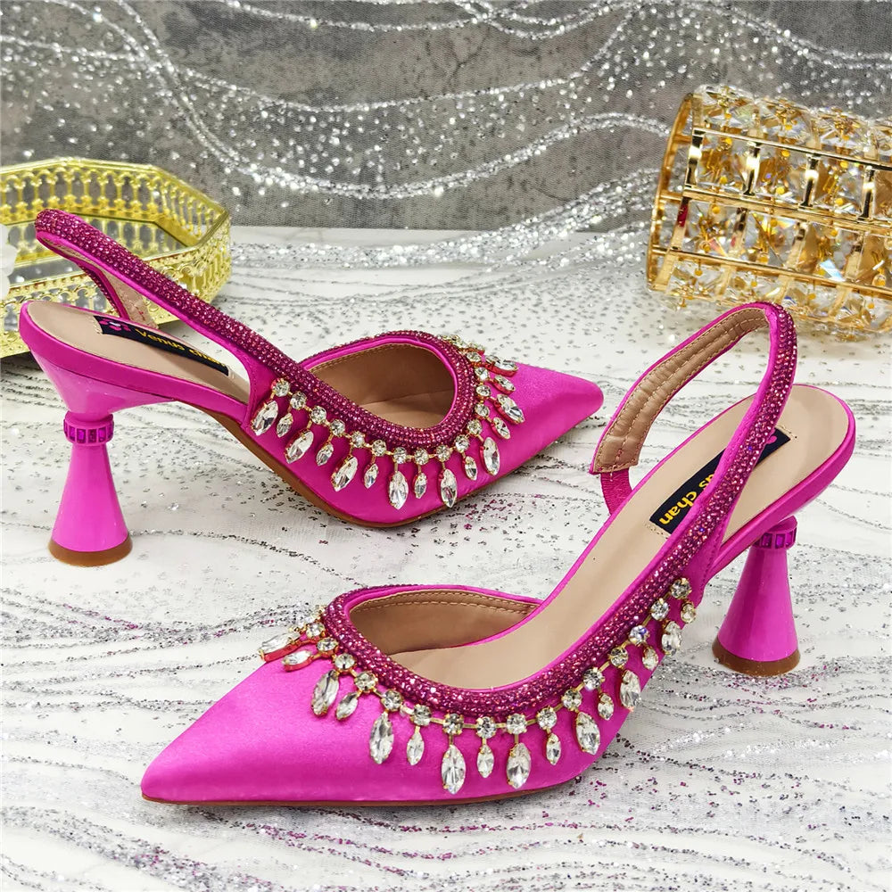 Designer Shoes Women's Luxury 2026 Elegant Crystal Women's Shoes Italian Women's Wedding Rhinestone Nigeria Party Wedding Pump