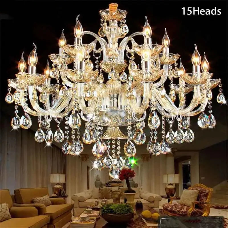 K9 Crystal Candle Chandelier decoration simple chandelier crystal light For Living Room Hotel AC110V~240V 6/8/10/12/15/18 Arms