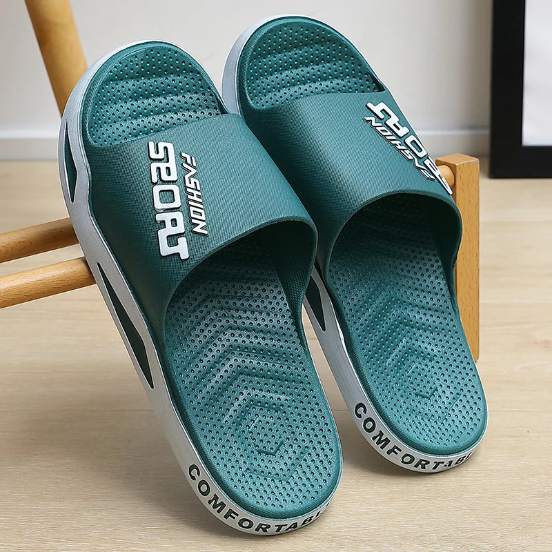 Fashion Men Summer Slippers Indoor Sport Style Thick Sole Lightweight Good Breathability Bathroom Outsdoor Beach Comfort Shoes