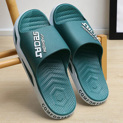 Fashion Men Summer Slippers Indoor Sport Style Thick Sole Lightweight Good Breathability Bathroom Outsdoor Beach Comfort Shoes