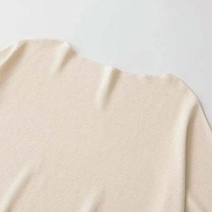 TFAFXY 2026 Spring Casual Women Knit Solid Long Sleeve Chic Beige Bat Sleeve Loose Fashion Sweater