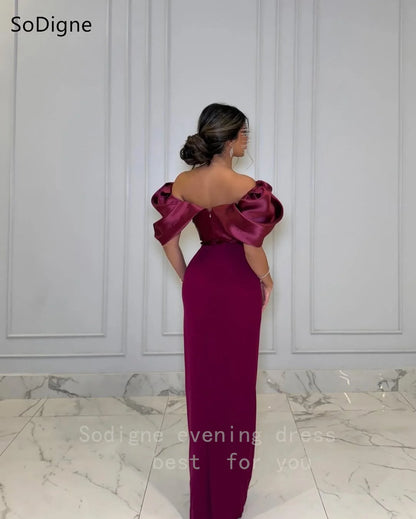 SoDigne Elegant Purple Evening Dresses Pleats Off The Shoulder Sleeveless Party Dress Simple Mermaid Prom Gowns Customized