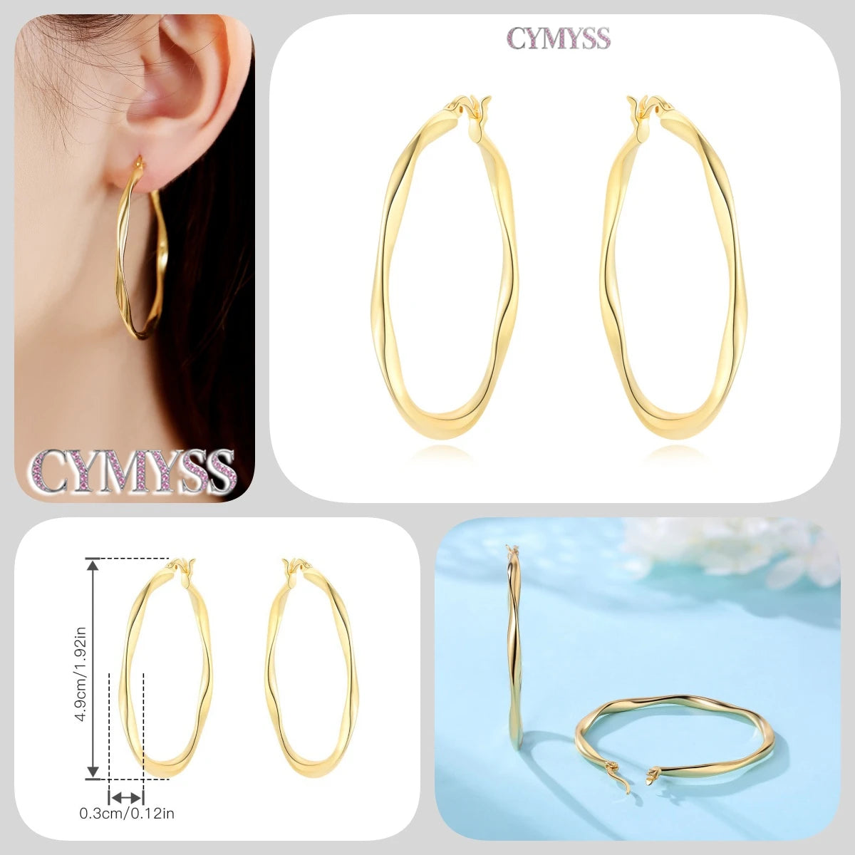 Original 925 Sterling Silver Heart Vintage Luxury Earrings Fashion 18K Gold Hoop Earrings for Women Piercing Jewelry Aretes 2026