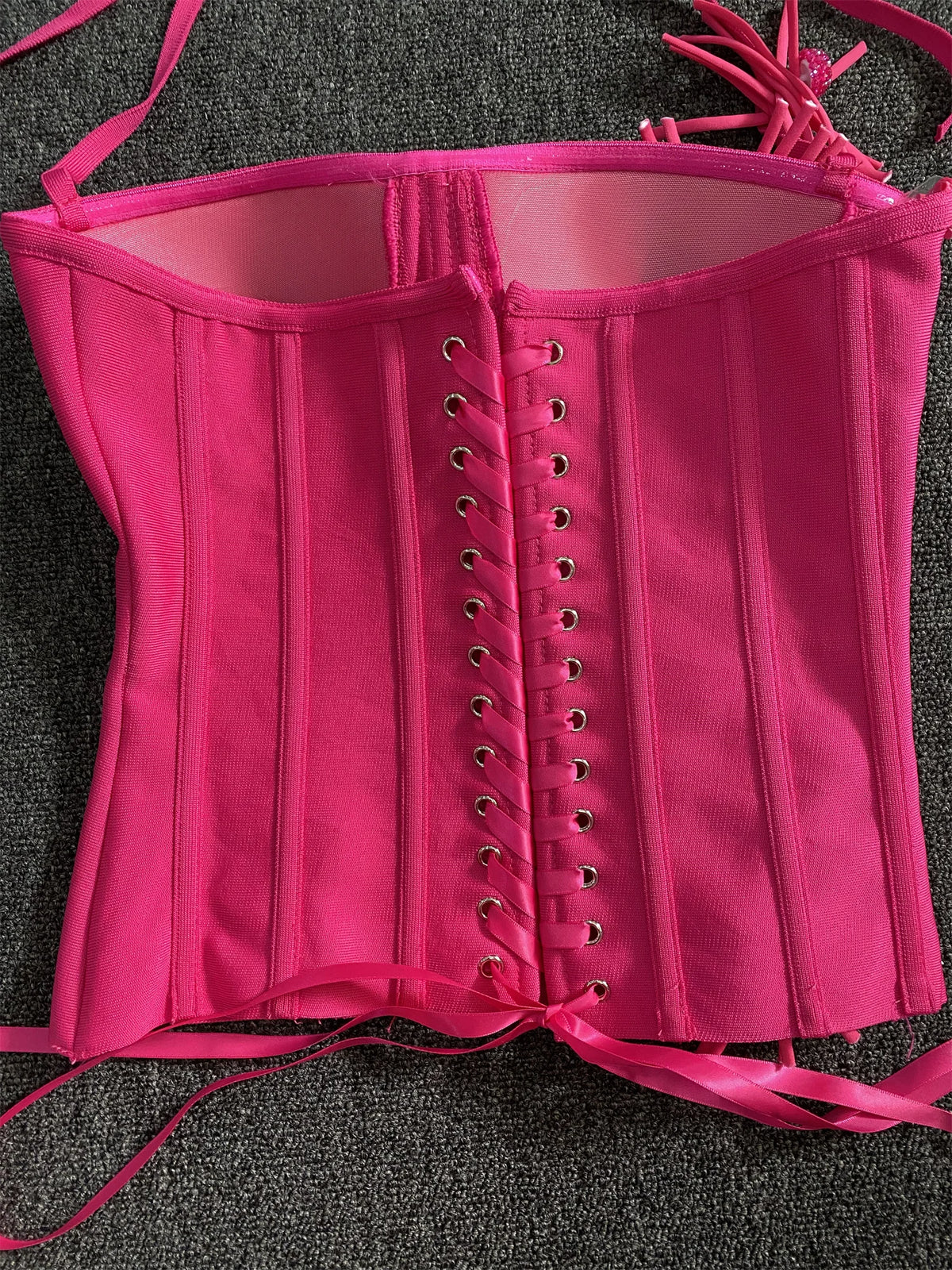 2025 New Hot Pink Bandage Skirt Sets Women Sexy Halter Bodycon Top And Flowers Mini Skirt Two Piece Sets Evening Party Outfit